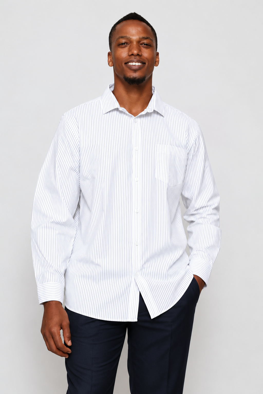 Regular Stripe Textured Shirt - White
