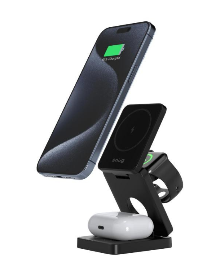 3-in-1 Wireless Travel Charger 15w Black ios