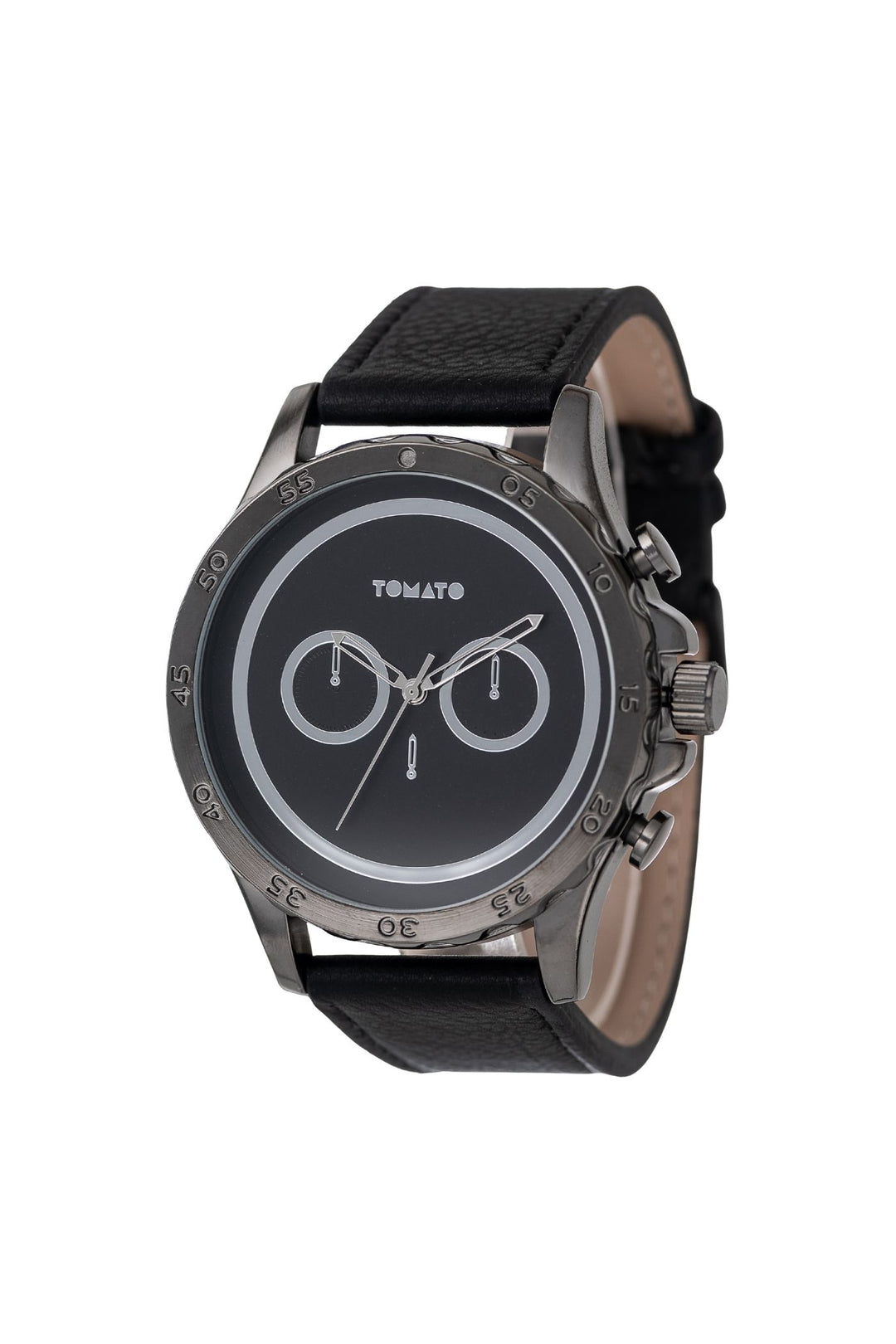 Black Case & Dial Watch With Black Leather Band - Black