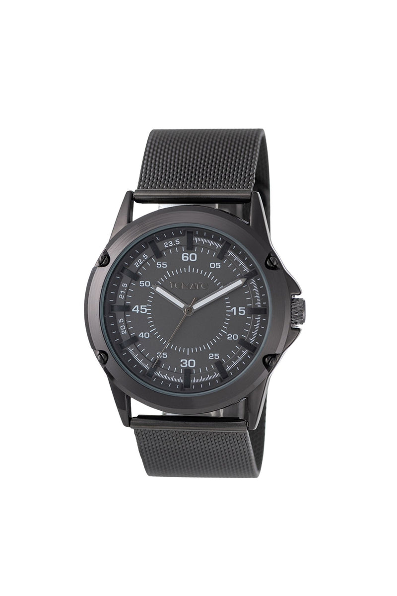 Gents 40mm Case Watch With Mesh Gunmetal Band
