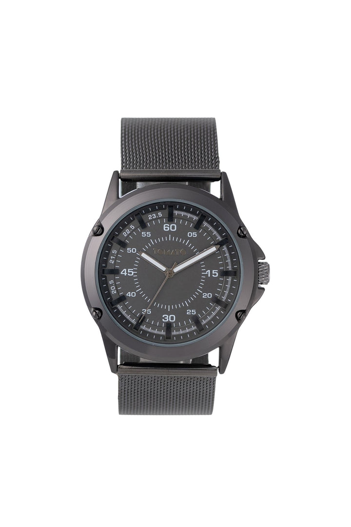 Gents 40mm Case Watch With Mesh Gunmetal Band