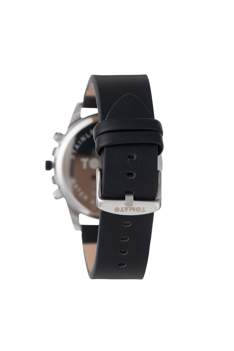 Gunmetal Case Watch Black & Red Dial With Black Leather Band - Gunmetal