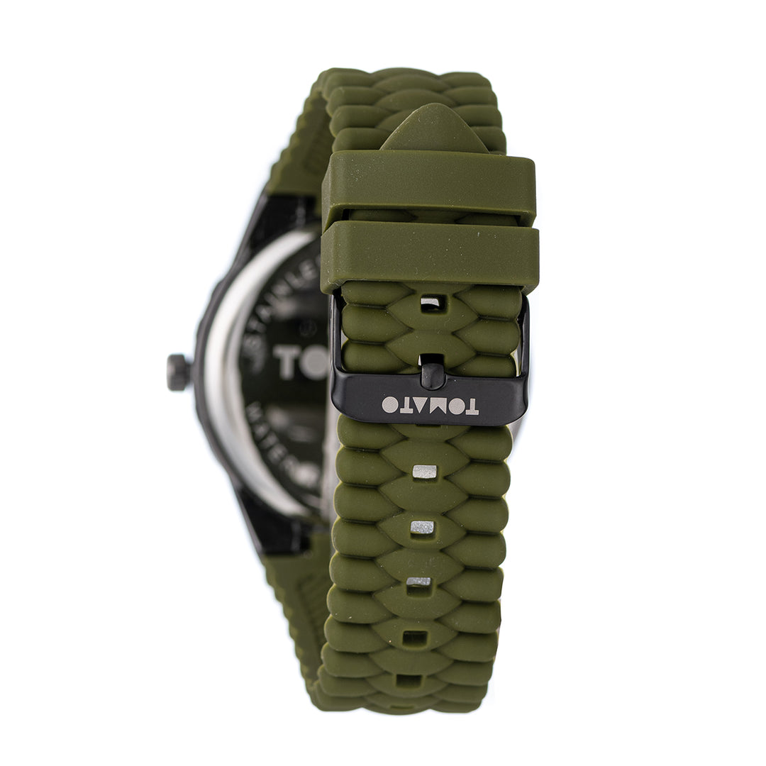 42mm Gunmetal Case & Dial With Green Silicone Band - Gunmetal