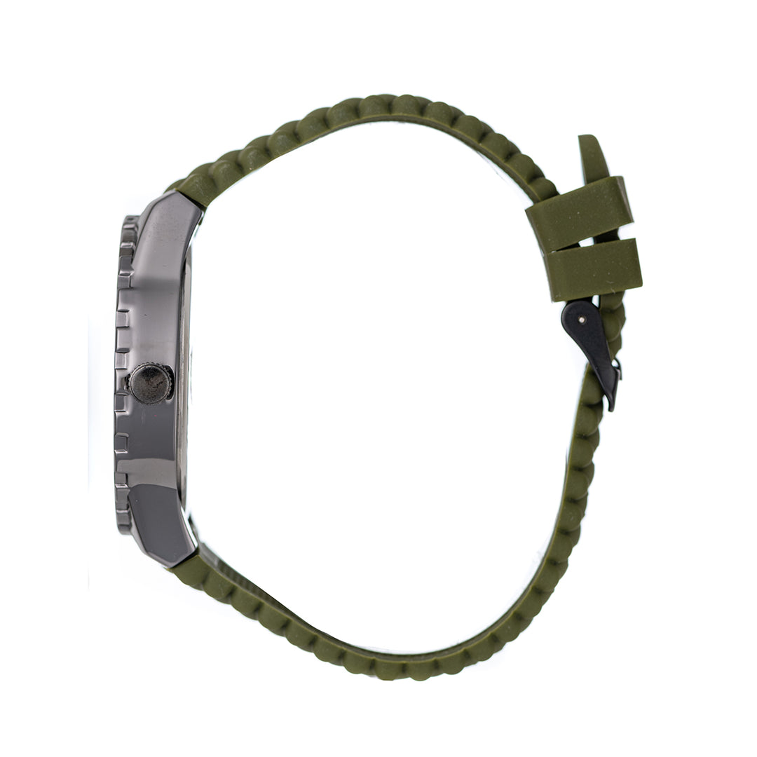 42mm Gunmetal Case & Dial With Green Silicone Band - Gunmetal