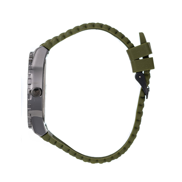42mm Gunmetal Case & Dial With Green Silicone Band - Gunmetal
