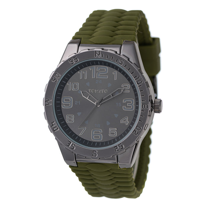 42mm Gunmetal Case & Dial With Green Silicone Band - Gunmetal