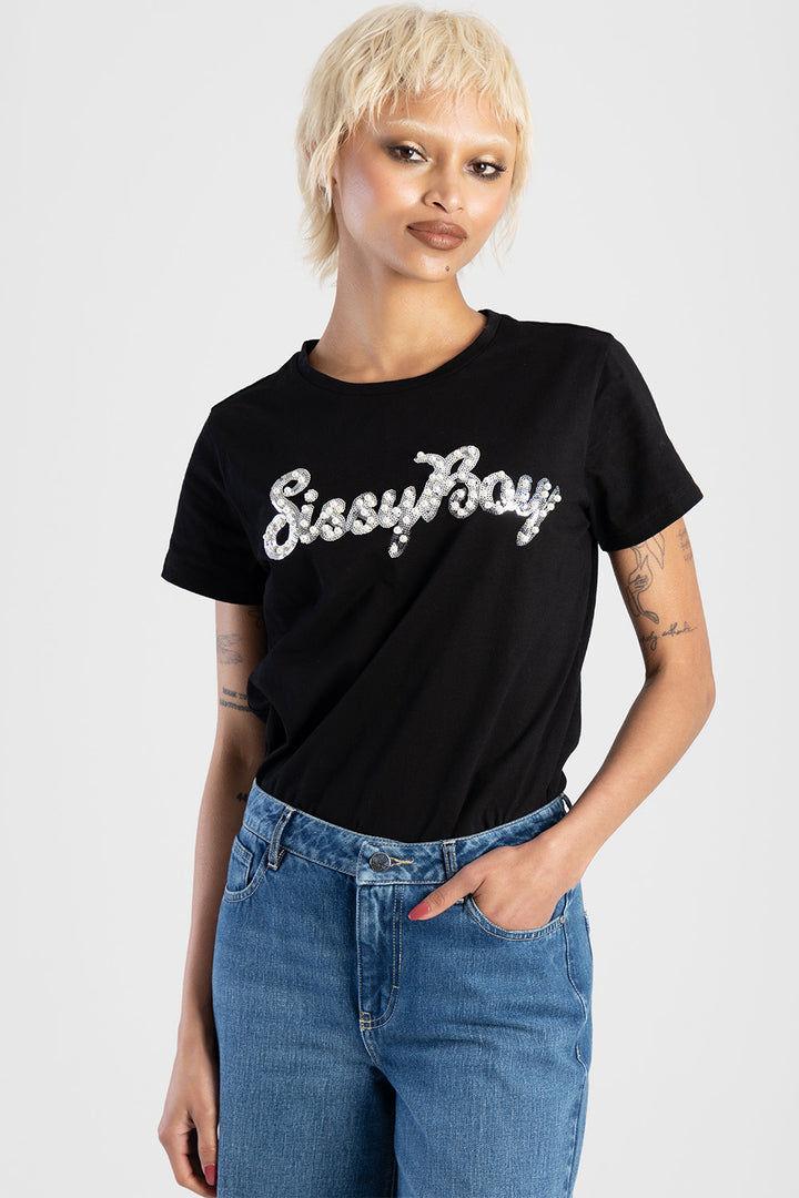 Regular Fit Multi-Technique Logo Top - Black