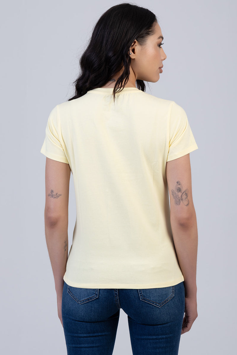 Bold Move Regular Fit Top With Bling Design - Yellow