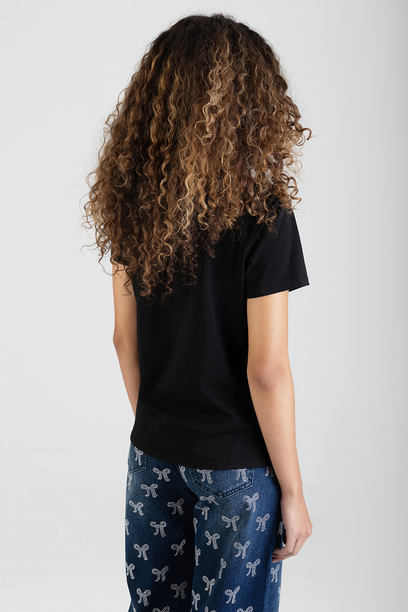 My Forever Type Red Bling Logo Regular T-Shirt - Black