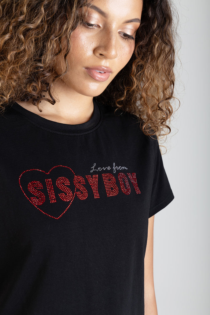 My Forever Type Red Bling Logo Regular T-Shirt - Black