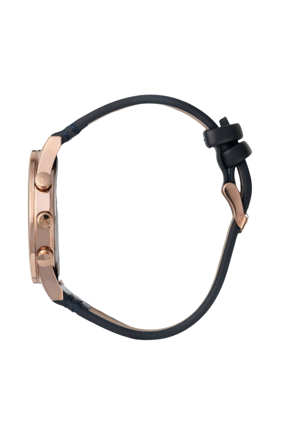 42mm Rose Gold Case Watch Black Dial With Black Band - Gold