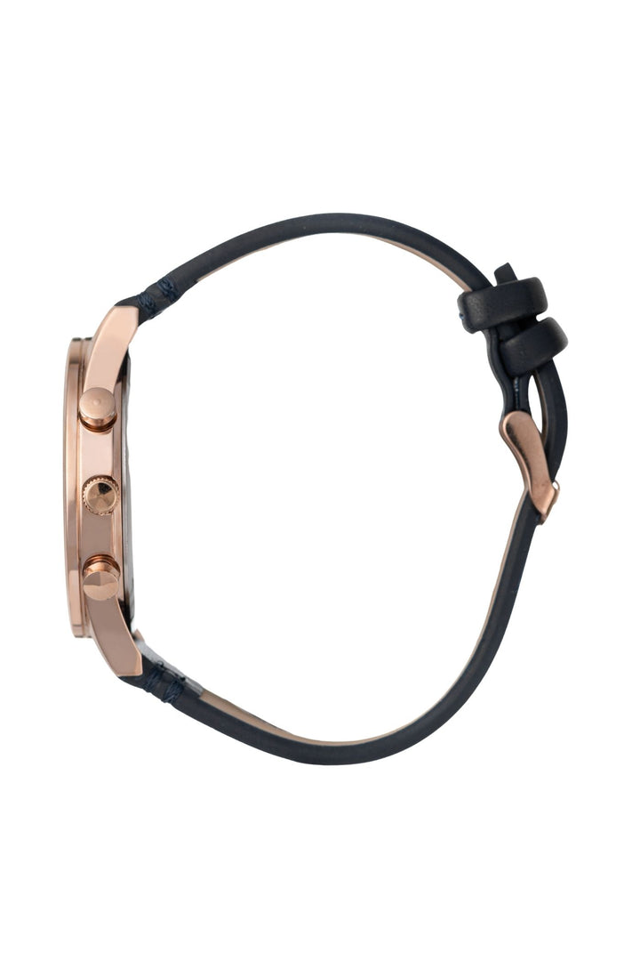 42mm Rose Gold Case Watch Black Dial With Black Band - Gold