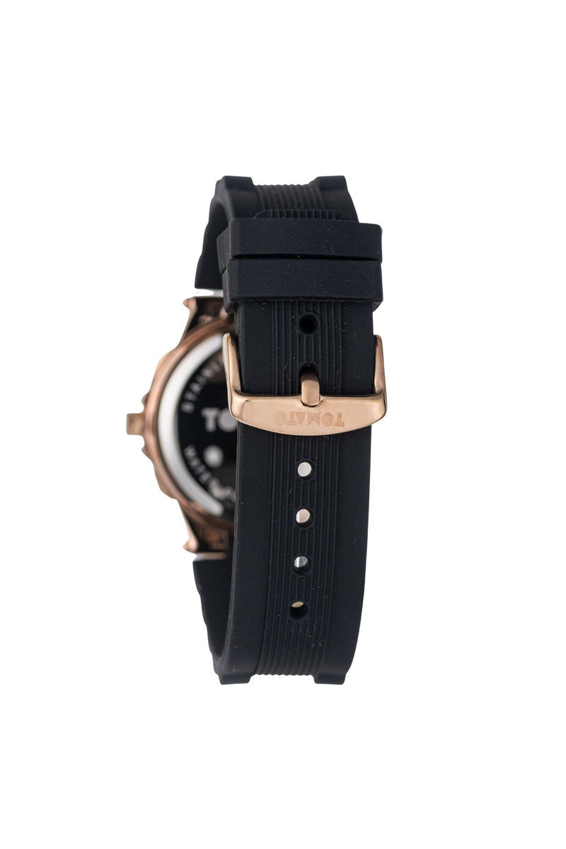 36mm Stone Rose Gold Case & Black Dial With Black Strap - Rose Gold