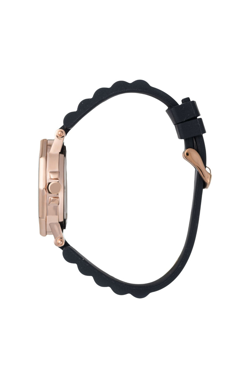 36mm Stone Rose Gold Case & Black Dial With Black Strap - Rose Gold