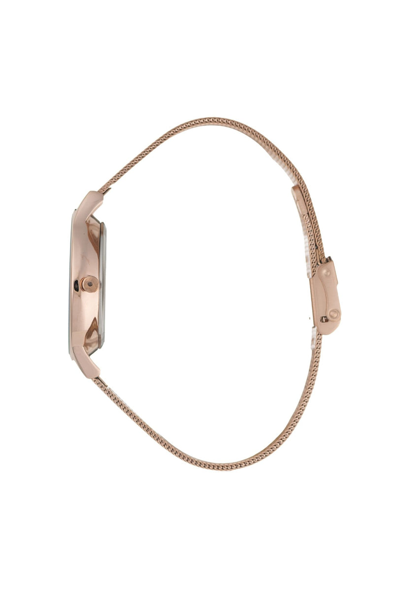 35mm Rose Gold Case & Brown Dial Watch With Mesh Band - Rose Gold