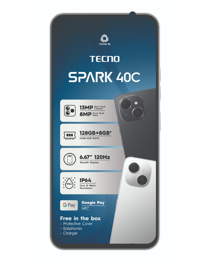 Spark 40c 128GB 4G Grey Cellphone