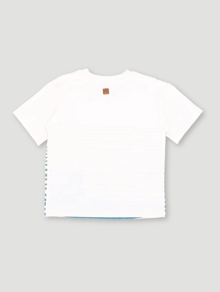 Keedo Boys Stripe Tiger Tee - White