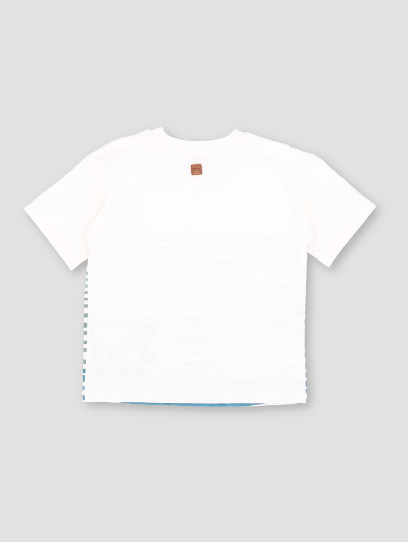 Keedo Boys Stripe Tiger Tee - White