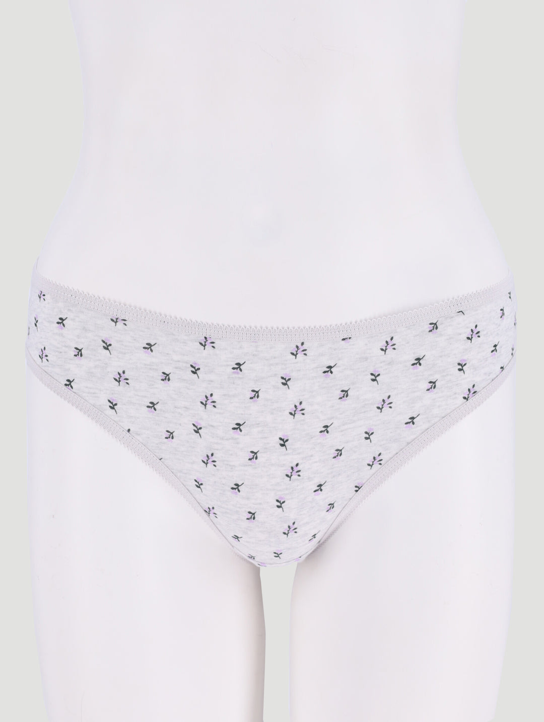 5 Pack Cotton Stretch Bikini Panties - Pink Leaf/Navy/Grey Leaf