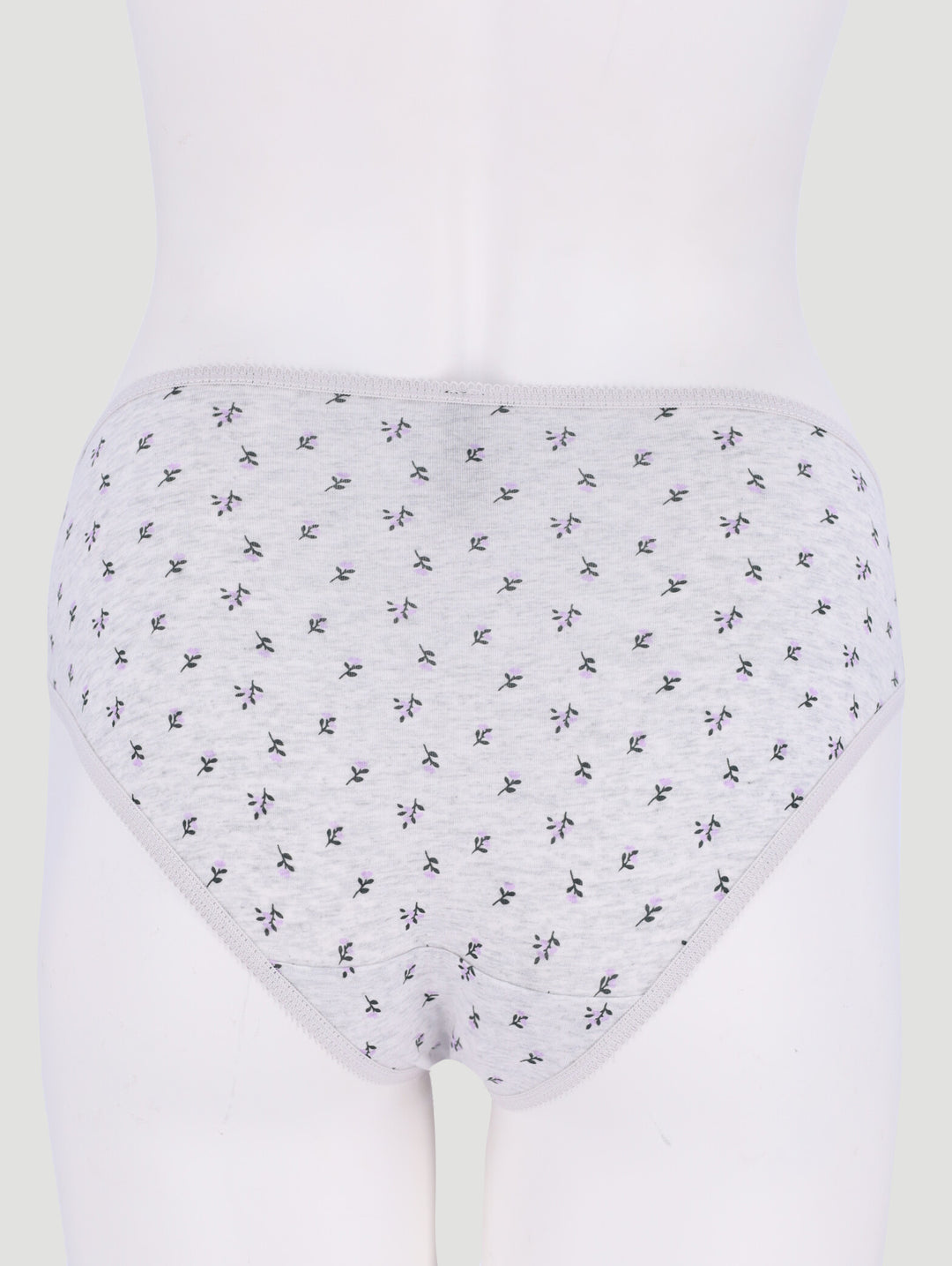 5 Pack Cotton Stretch Bikini Panties - Pink Leaf/Navy/Grey Leaf