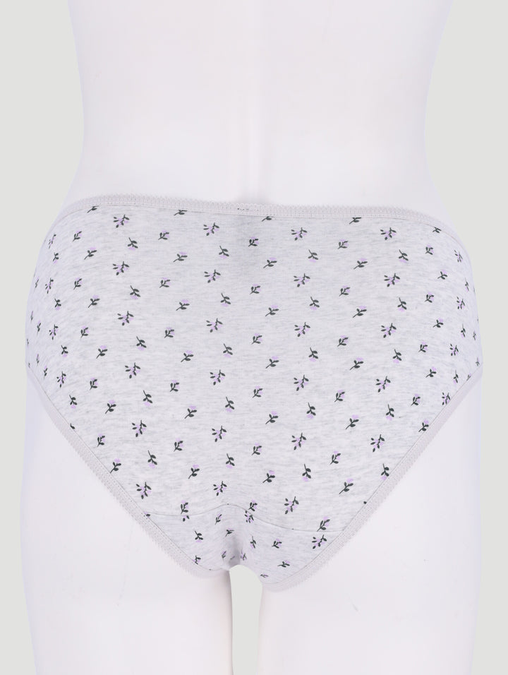 5 Pack Cotton Stretch Bikini Panties - Pink Leaf/Navy/Grey Leaf