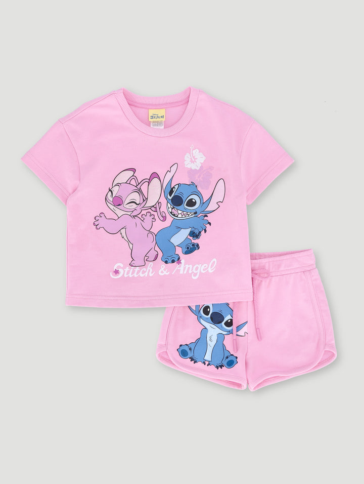 Pre-Girls Lilo & Stitch Unbrushed Fleece Set - Pink