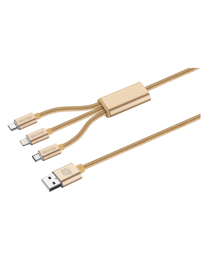 Bounce Cord Series 3-in-1 Charge Cable - Gold