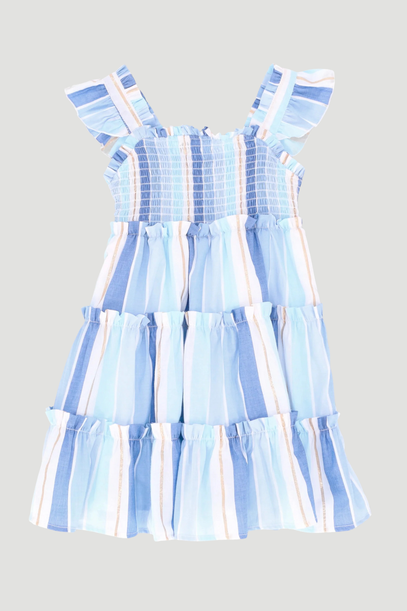 Pre-Girls Stripe Tiered Dress - Blue