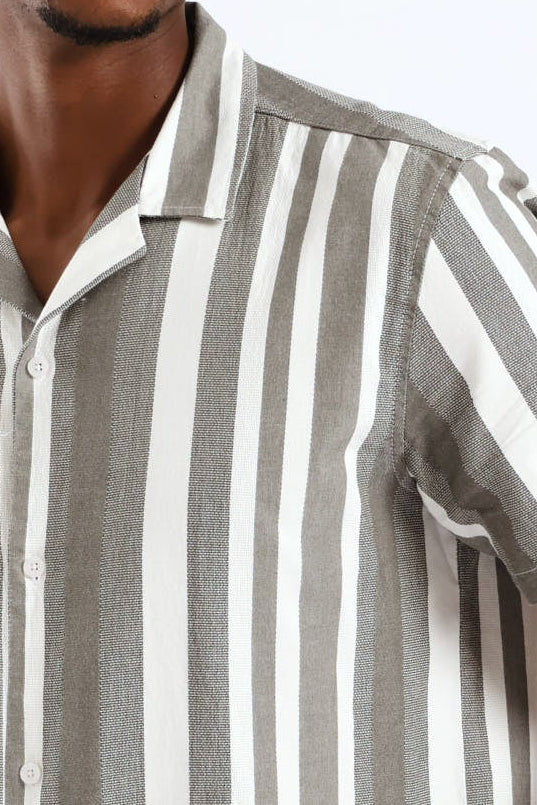 Stripe Resort Shirt - Moss Green