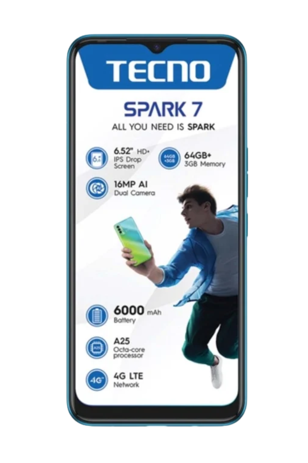 Spark 7 64GB Dual Sim Cellphone - Green