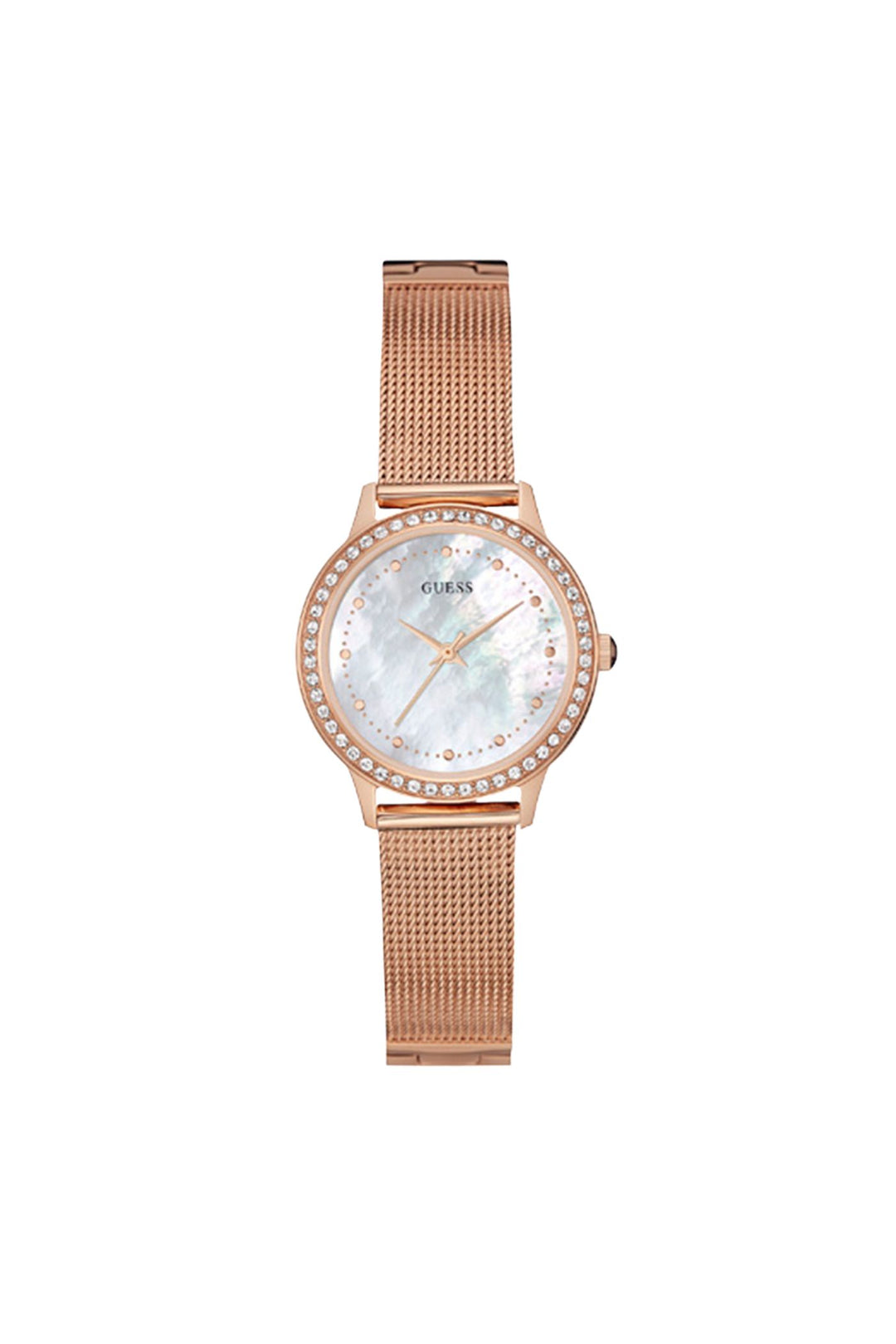 Rose Gold Case With Crystals & Mesh Bracelet Watch - Rose Gold