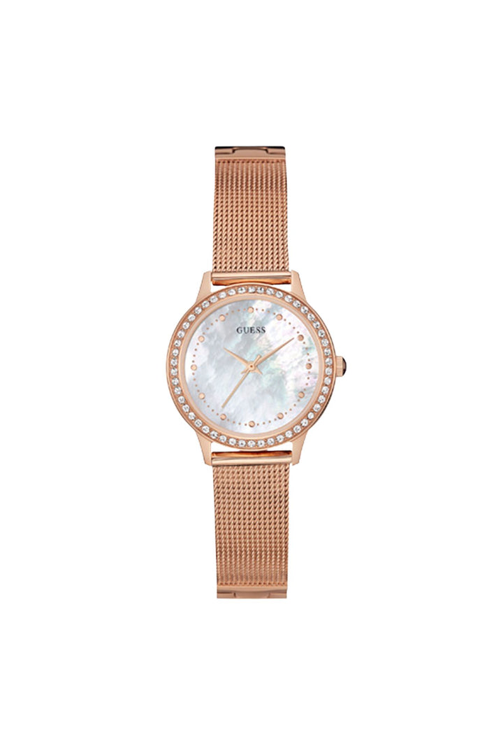Rose Gold Case With Crystals & Mesh Bracelet Watch - Rose Gold