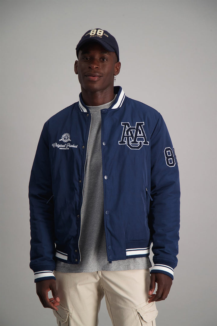 Nylon Padded Varsity Jacket - Navy