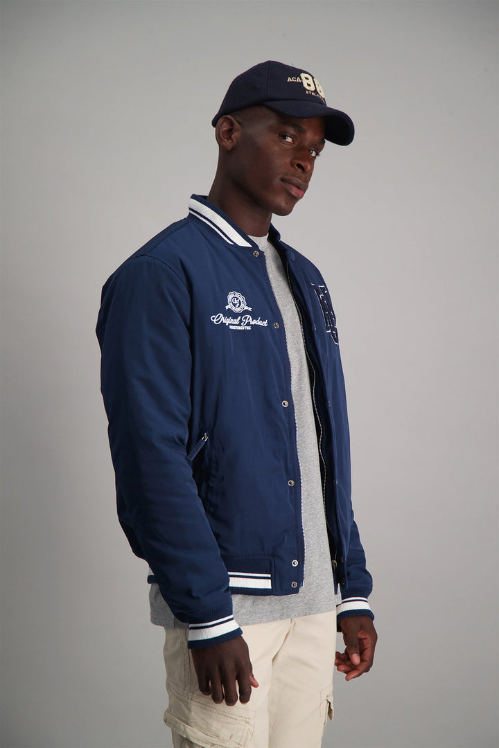 Nylon Padded Varsity Jacket - Navy