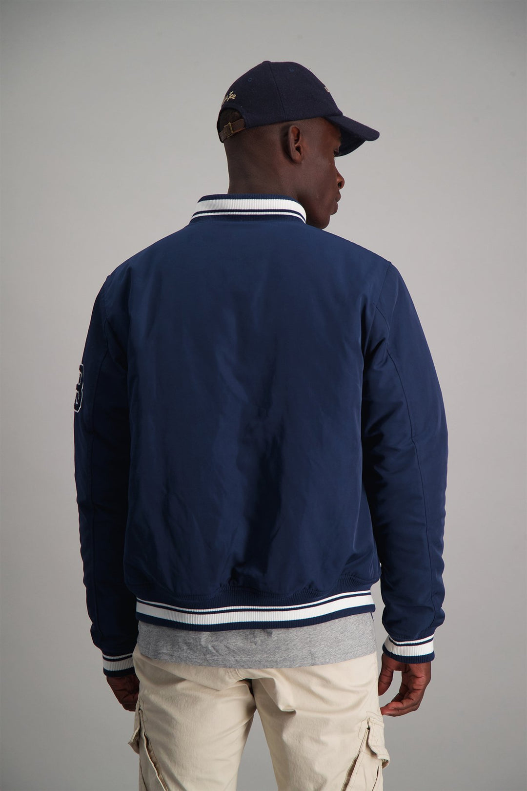 Nylon Padded Varsity Jacket - Navy