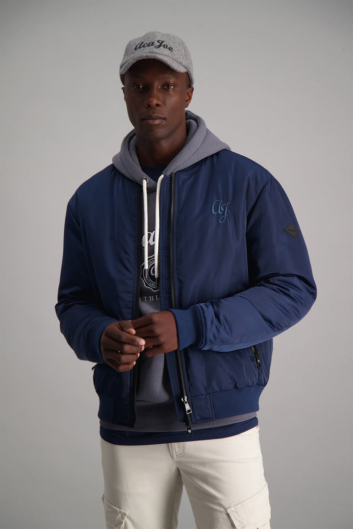 Rubber Badge Bomber Jacket - Navy