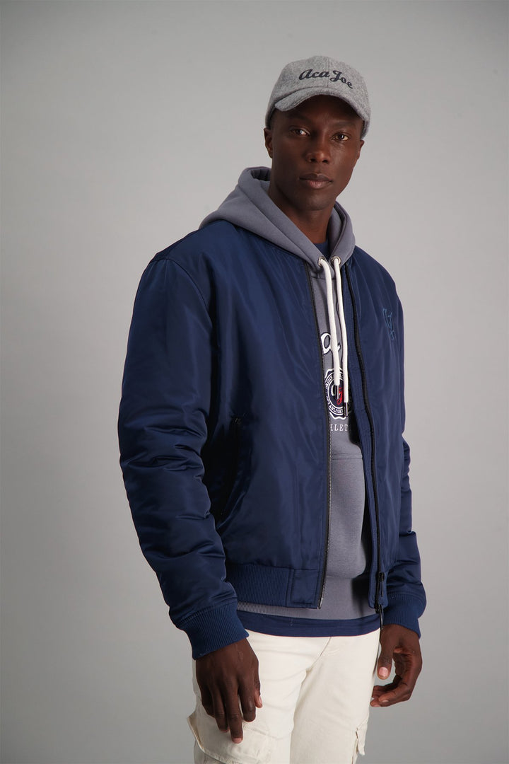 Rubber Badge Bomber Jacket - Navy