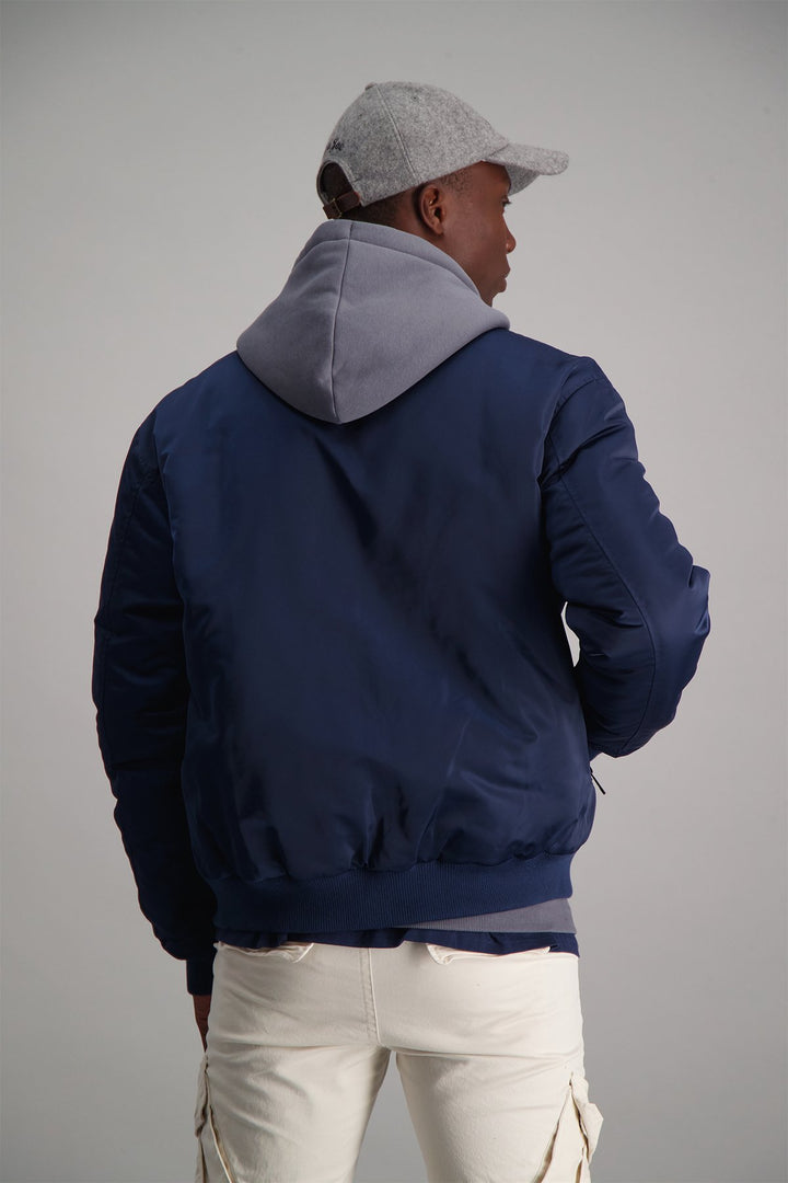 Rubber Badge Bomber Jacket - Navy