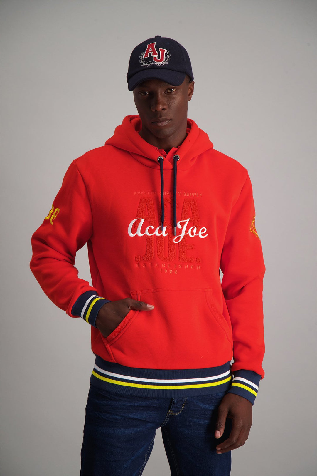 Towelling Applique Hoody - Red