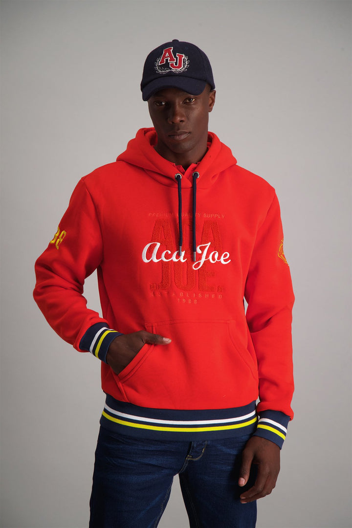 Towelling Applique Hoody - Red