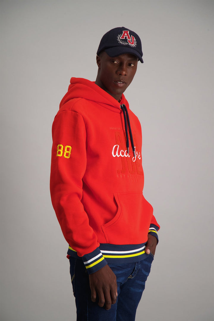 Towelling Applique Hoody - Red