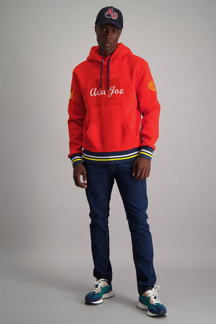Towelling Applique Hoody - Red