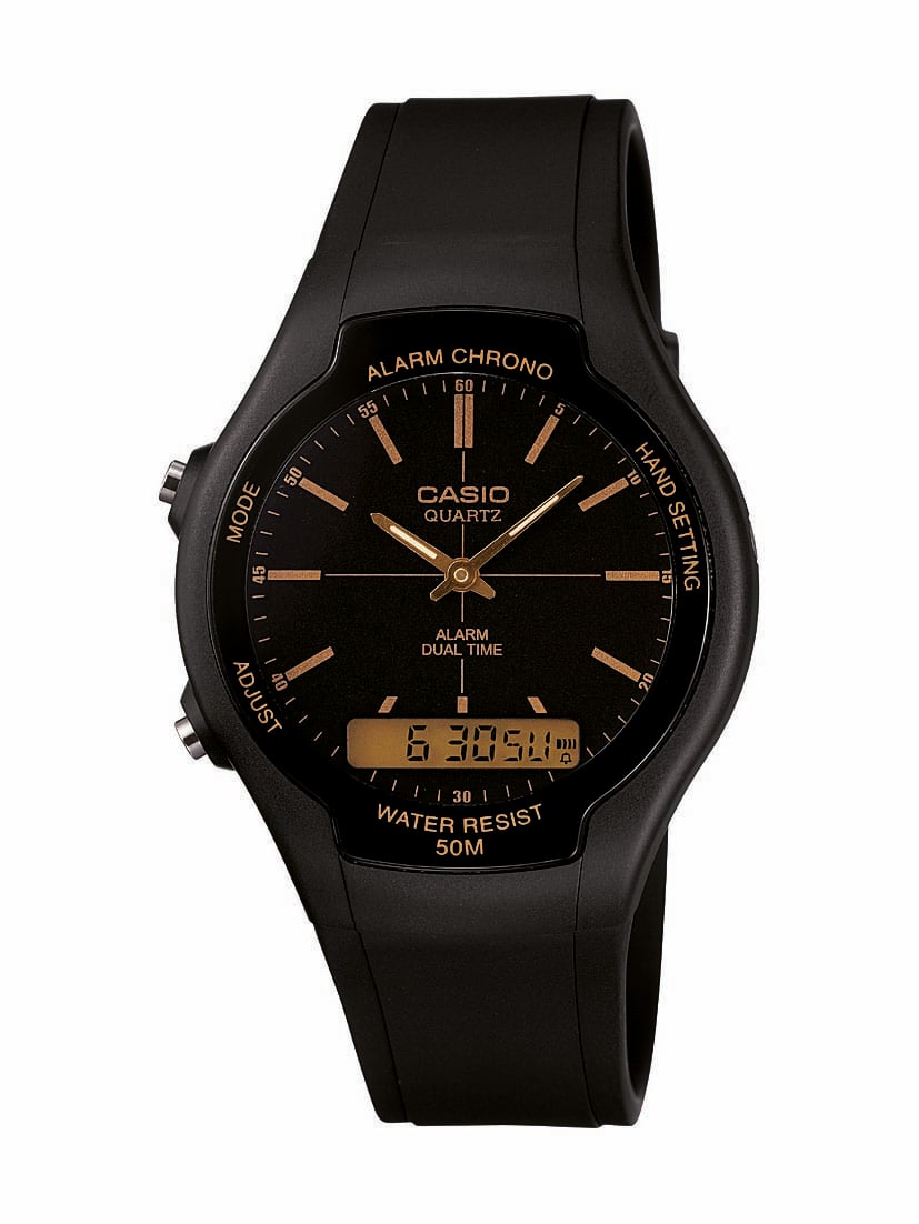 Anadigi Round Black Dial\Gold Indices Watch