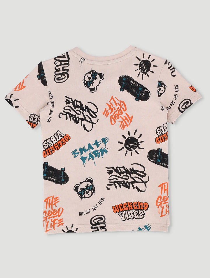 Pre-Boys Short Sleeve Fleece Top - Stone