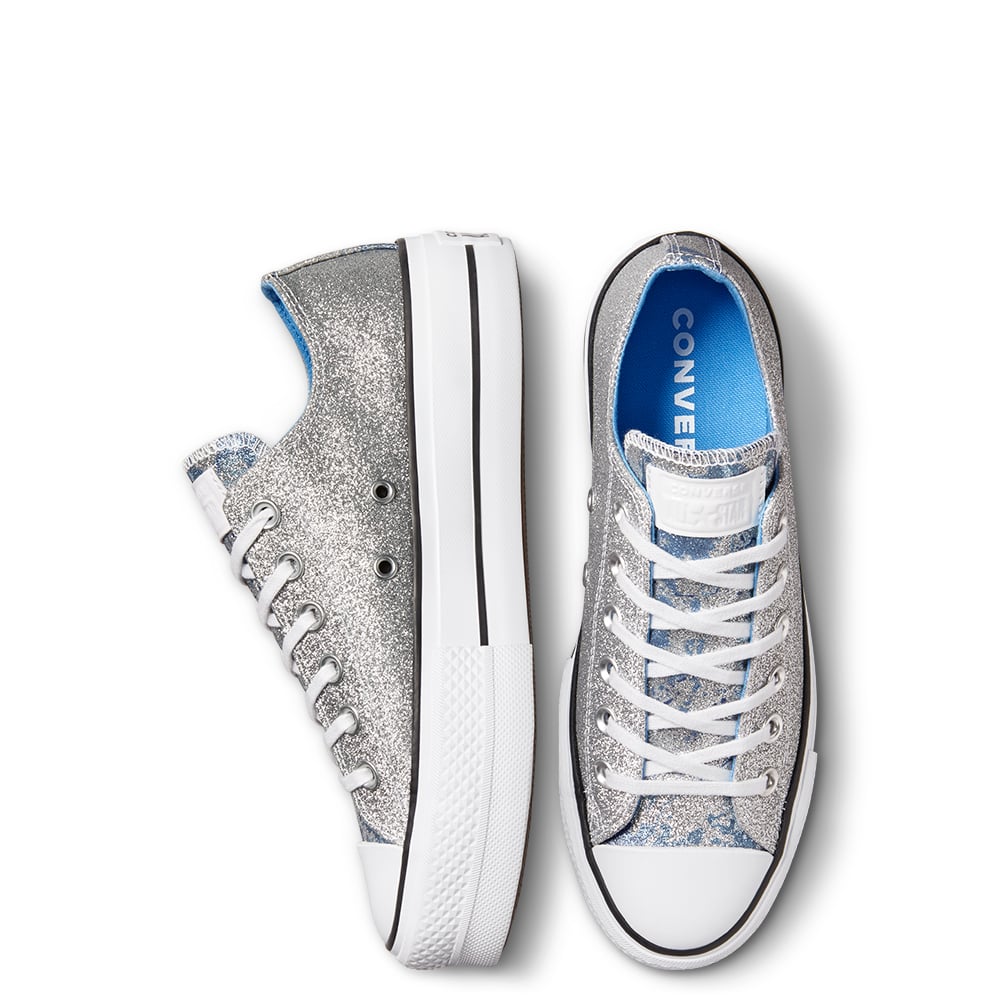 Ladies Chuck Taylor All Star Platform Glitter Sneaker - Silver