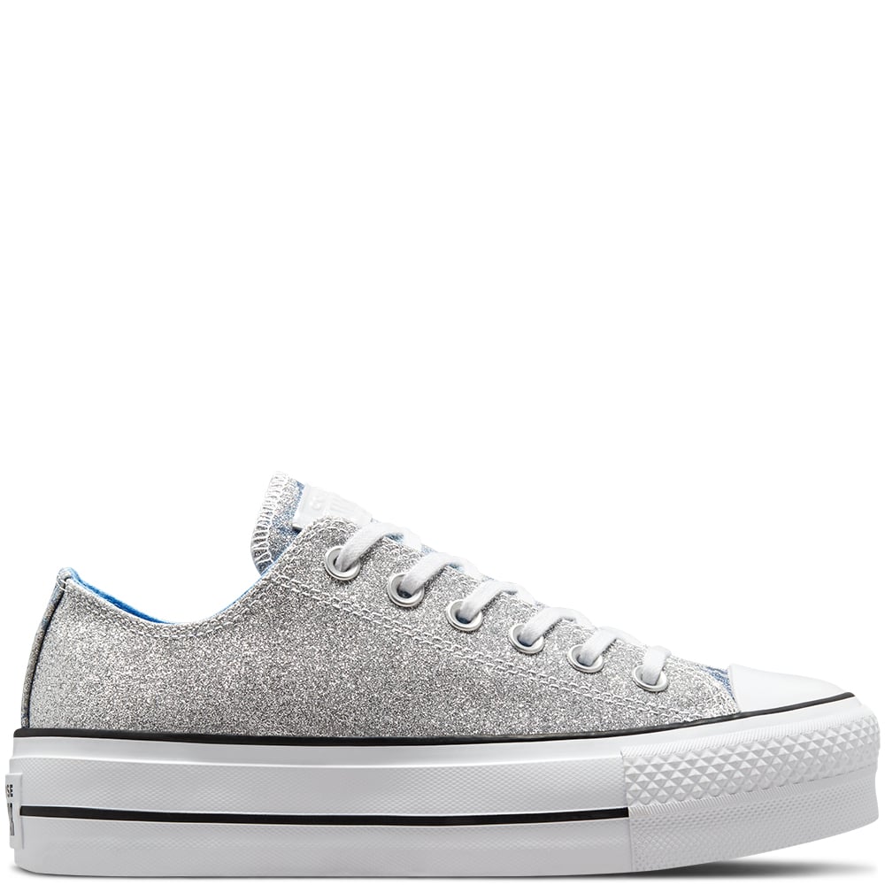 Ladies Chuck Taylor All Star Platform Glitter Sneaker - Silver