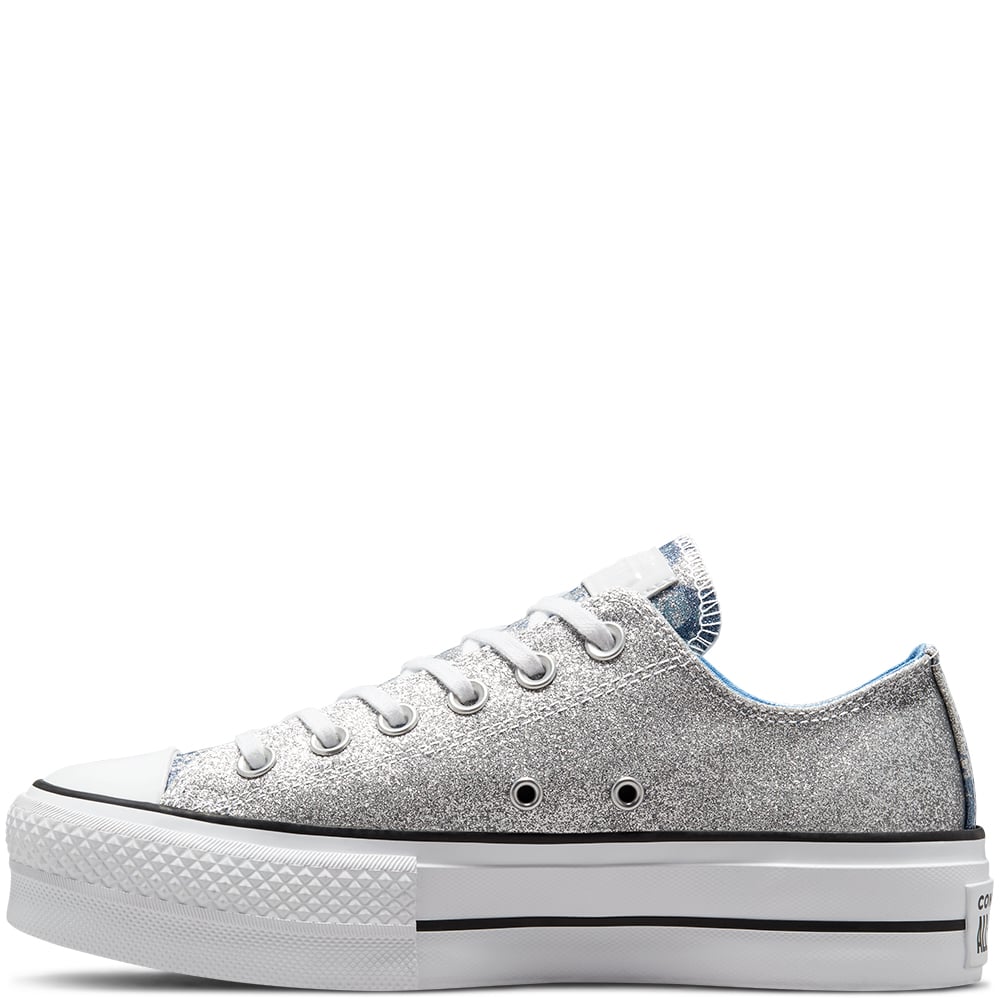 Ladies Chuck Taylor All Star Platform Glitter Sneaker - Silver