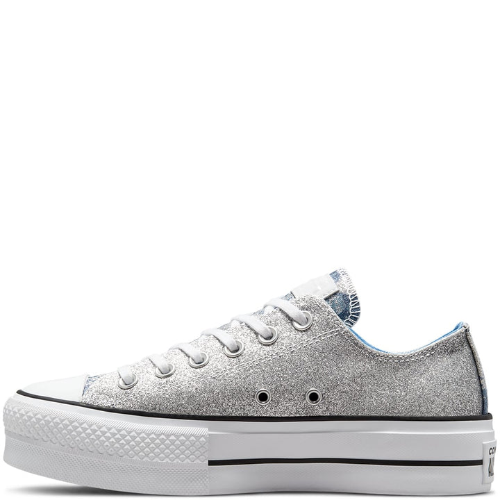 Ladies Chuck Taylor All Star Platform Glitter Sneaker - Silver