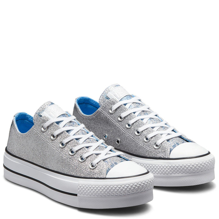 Ladies Chuck Taylor All Star Platform Glitter Sneaker - Silver
