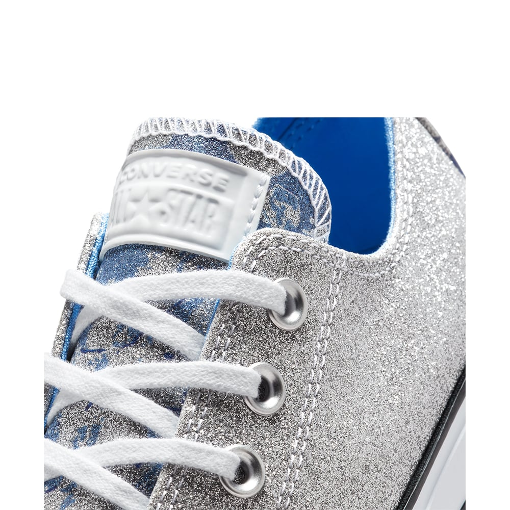 Ladies Chuck Taylor All Star Platform Glitter Sneaker - Silver